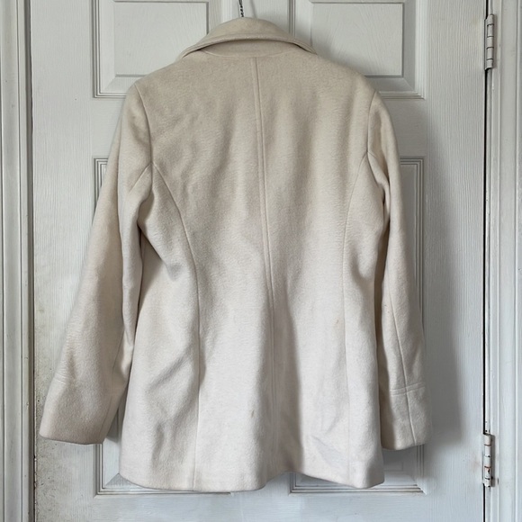 Calvin Klein white cream double single breasted pea coat trench coat soft sz 4 - Picture 2 of 16